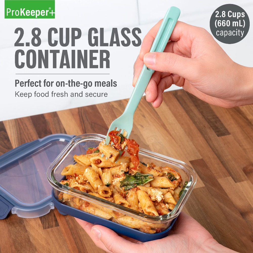 Food Storage Silicone - ภาชนะเก็บอาหารแก้วขนาด 2.8 คัพ พร้อมฐานซิลิโคนและฝาปิดล็อคแน่นสนิท สำหรับห้องครัว ตู้เย็น