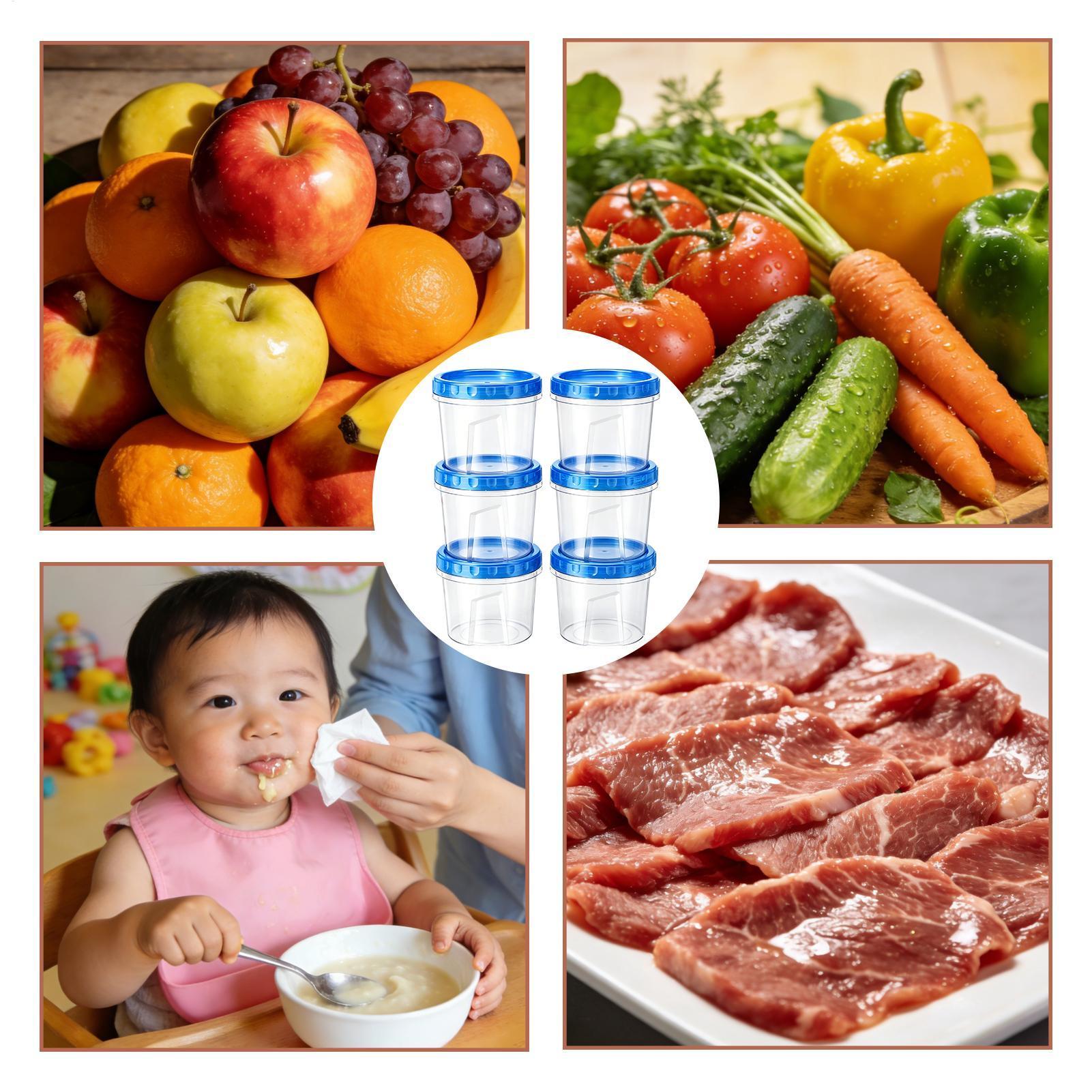 Food Storage Refrigerator - ภาชนะแช่แข็งสำหรับเก็บอาหาร 6 ชิ้น 16 ออนซ์ ภาชนะเก็บอาหารแช่แข็งแบบซ้อนกันได้