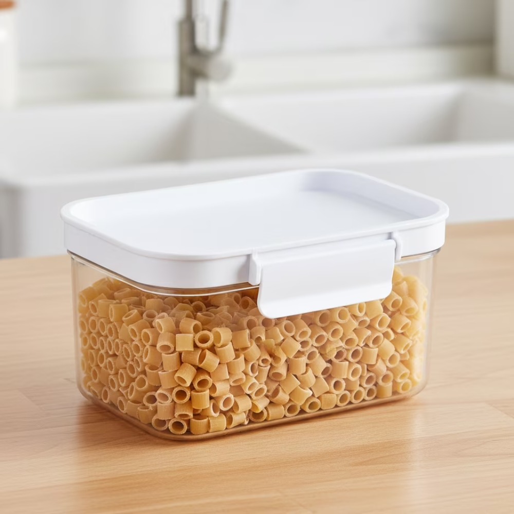 Food Storage In Pantry - กล่องเก็บอาหารพลาสติกทรงสี่เหลี่ยมขนาดเล็กพร้อมฝาปิด กล่องเก็บอาหารแห้งในครัว ปิดสนิท สำหรับแป้ง น้ำตาล กาแฟ