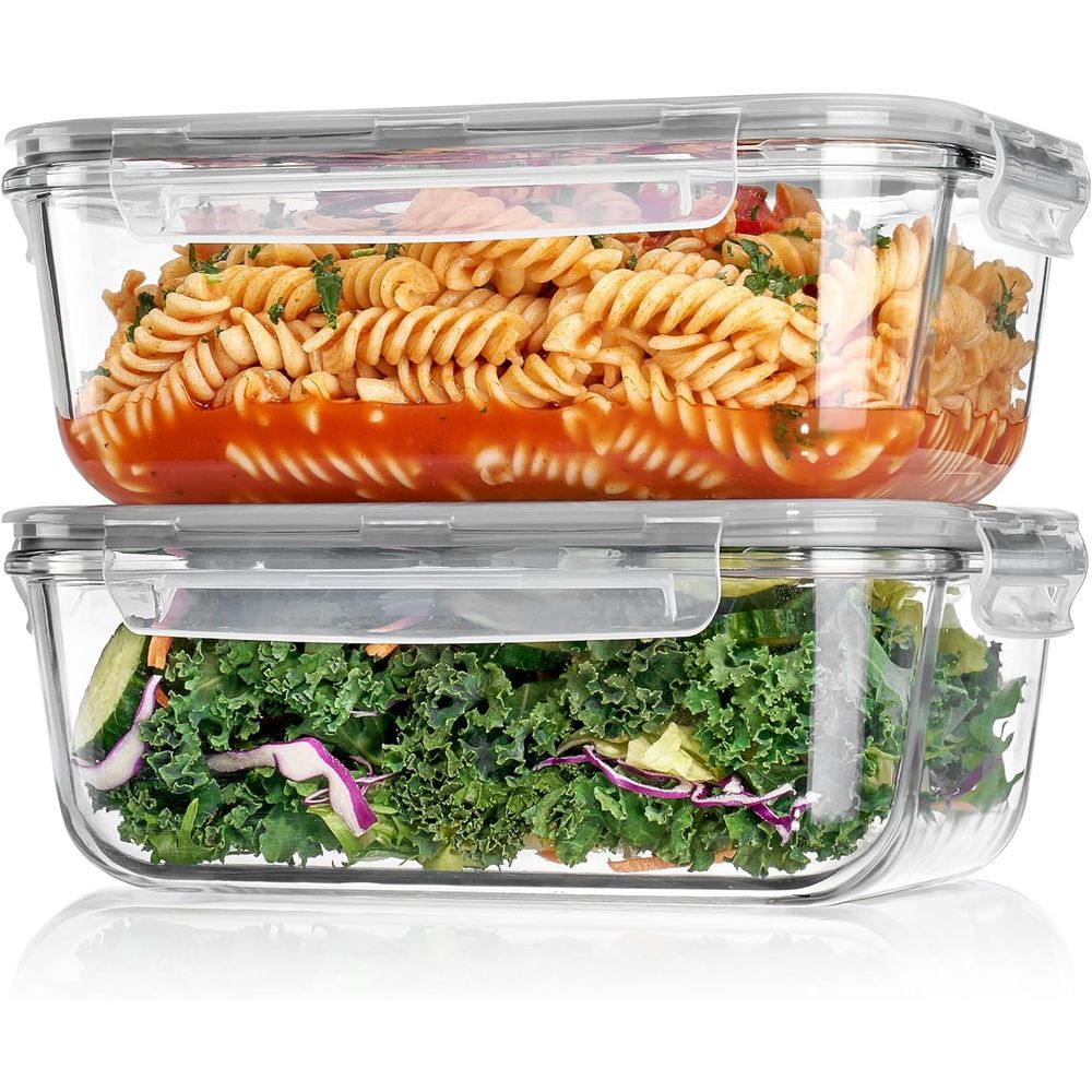 Food Storage Glass Containers Large - ภาชนะแก้วขนาดใหญ่ 1860 มล./63 ออนซ์ พร้อมฝาปิด ชุดภาชนะเตรียมอาหารพร้อมฝาปิดแบบ