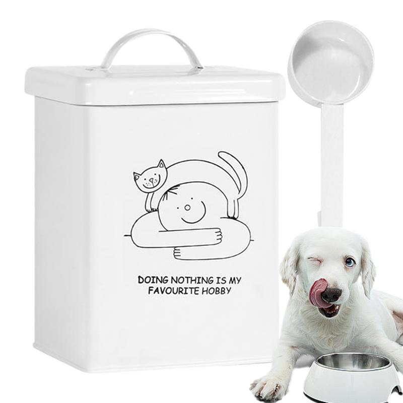 Food Storage Pet - กล่องจัดเก็บกล่องเก็บสินค้าอาหารสุนัขกันน้ำ5L มีฝาปิดช้อนที่เก็บอุปกรณ์ในครัวเกรดอาหารพร้อมที่จับ