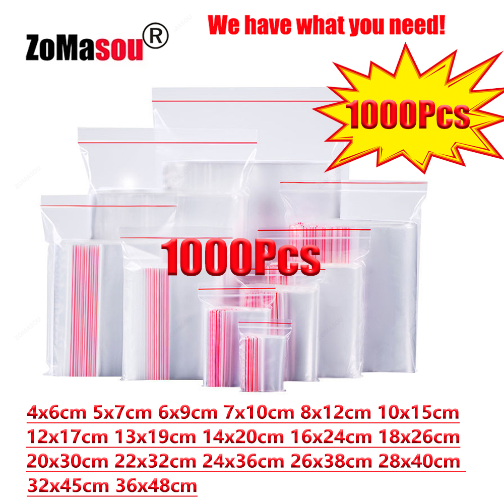 Food Storage Locker - 100-1000 ชิ้นถุงพลาสติกซิปล็อคขนาดเล็กถุงใสแบบปิดได้ถุงเก็บสูญญากาศถุงใสซิปล็อคถุงเก็บอาหารถุงซิป