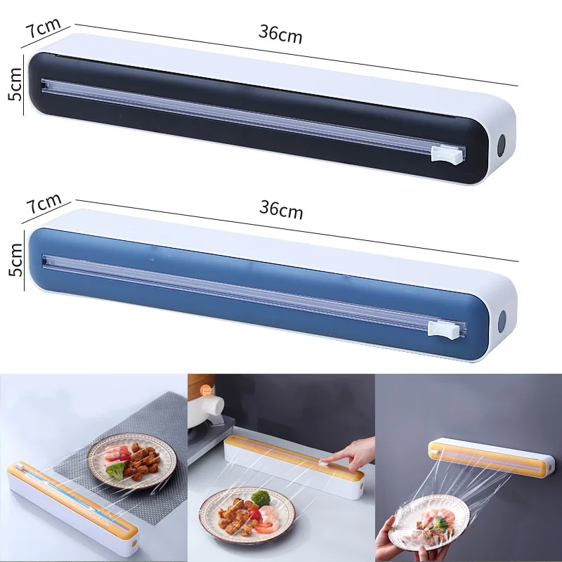 Portion Control Container - เครื่องจ่ายฟิล์มอาหาร เครื่องห่อพลาสติกแม่เหล็กพร้อมกล่องเก็บเครื่องตัด อลูมิเนียมฟอยล์ เครื่องตัดฟิล์มยืด ที่เก็บของ