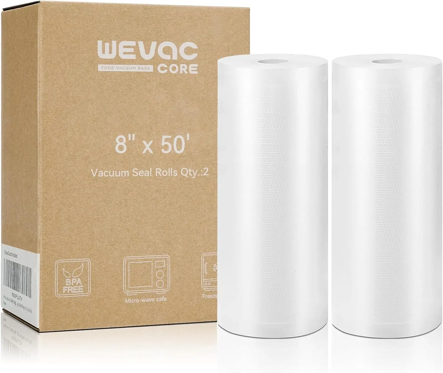 Food Storage Vacuum - ถุงซีลสูญญากาศ 8x50 ม้วน 2 แพ็ค สำหรับเครื่องซีลอาหาร,