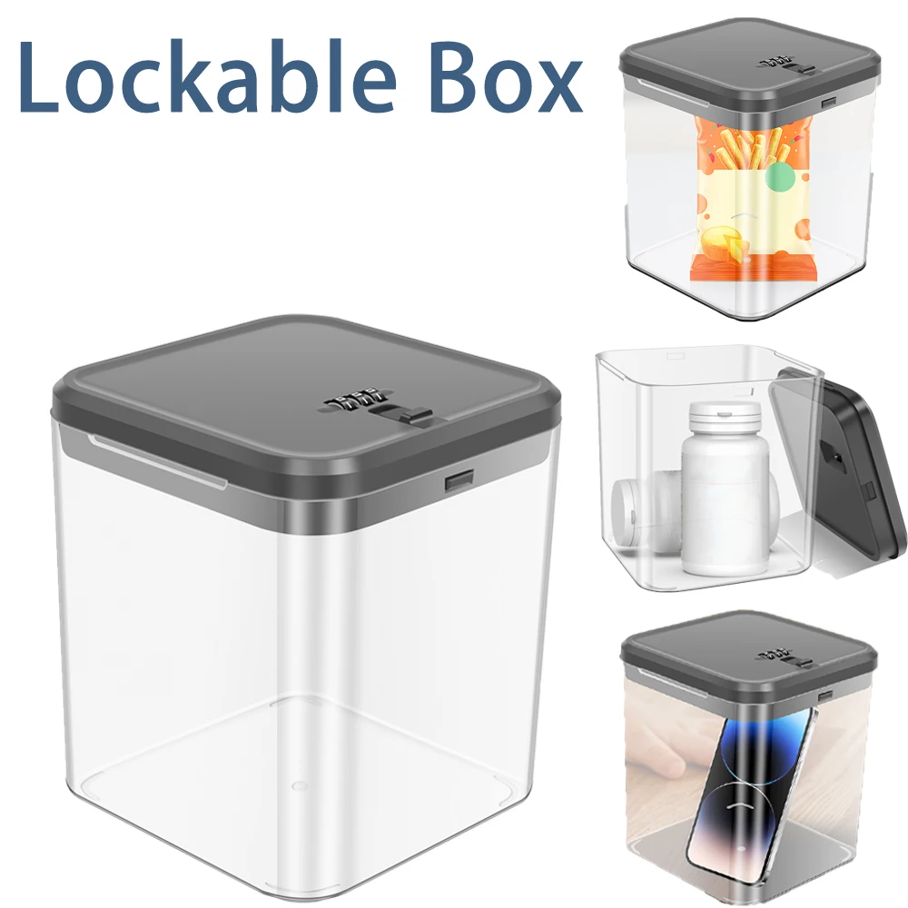 Food Storage Locker - กล่องล็อคใสพร้อมรหัสผ่าน กล่องเก็บของสำหรับโทรศัพท์ อุปกรณ์เล่นเกม อาหาร ขนม ตู้เย็น