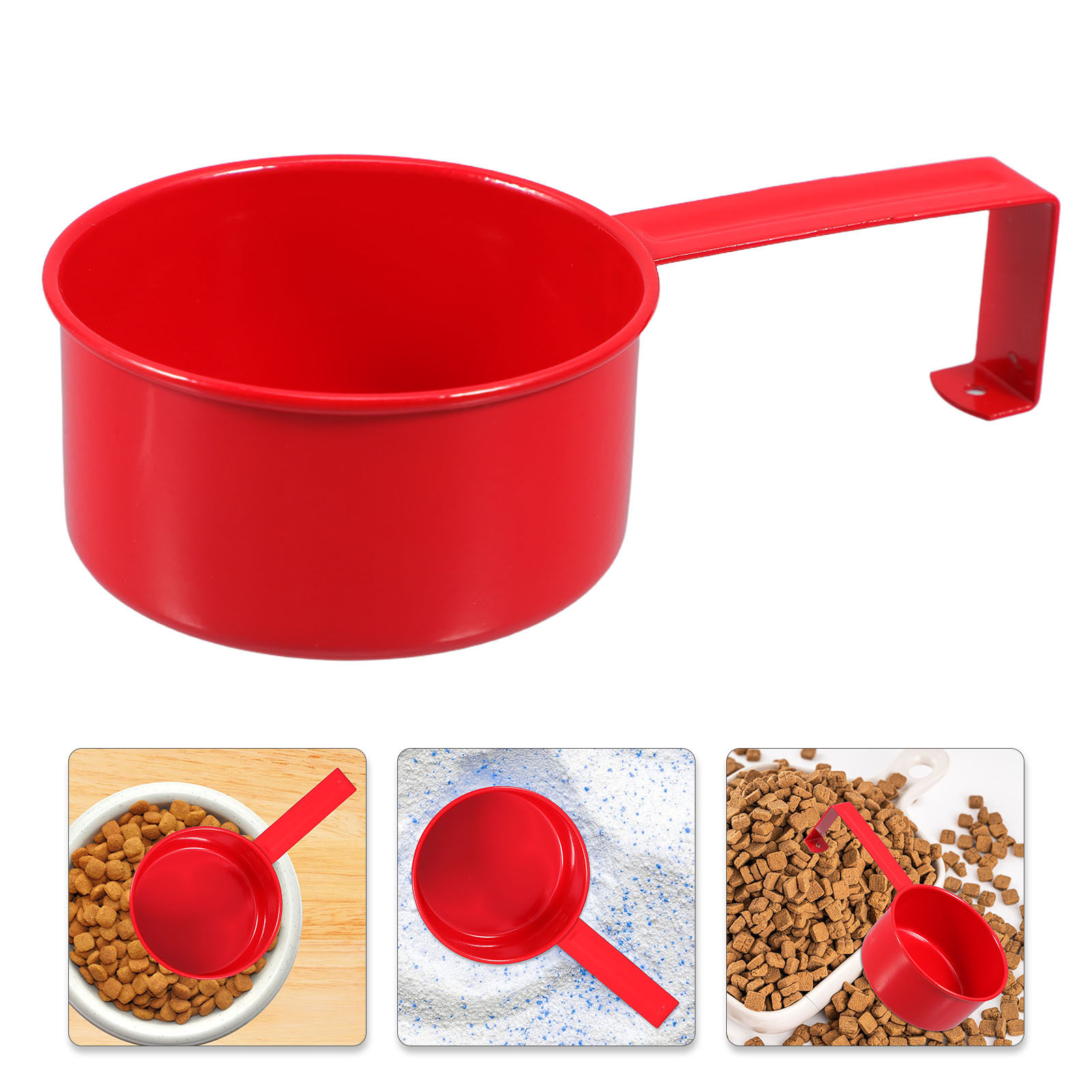 Food Storage With Scoop - ถังเก็บของเหล็กแบบแขวน อุปกรณ์ตักอเนกประสงค์สำหรับตวงข้าว อาหารสัตว์เลี้ยง ผงซักฟอก อุปกรณ์จัดเก็บในครัว