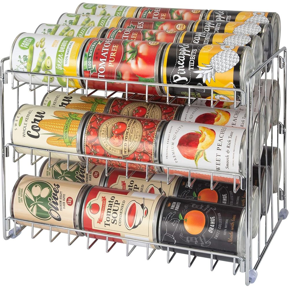 Food Storage In Pantry - ที่จัดกระป๋อง 3 ชั้น | ชั้นวางอาหารกระป๋องเหล็กโครเมียม |
