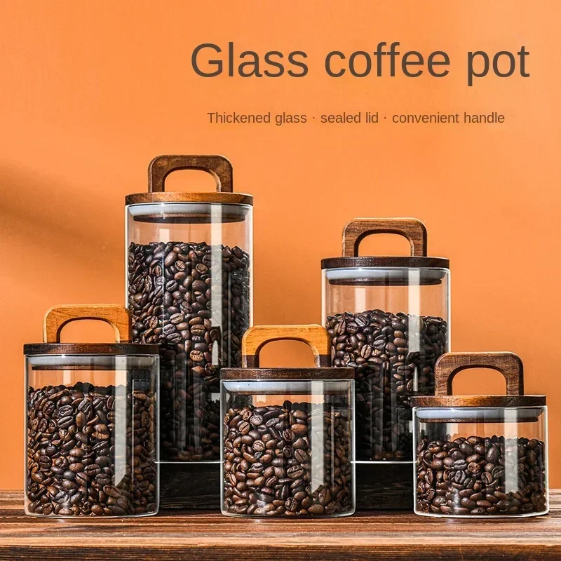 Food Storage Glass Containers Large - 800-2100ml ไม้ฝาปิดแก้ว Jar 1 PC Airtight