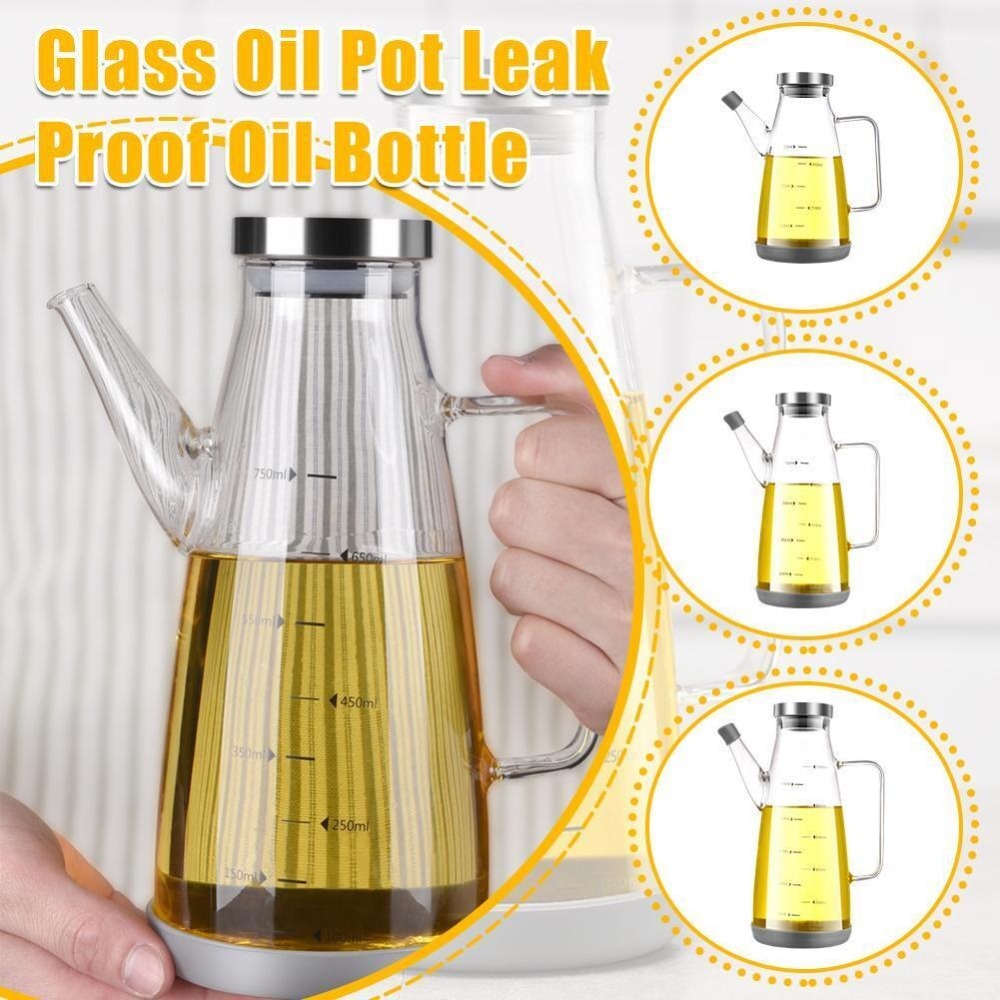 Food Storage Glass Containers Large - ใหม่เกรดอาหารน้ํามันขวดรั่ว 600/800/1000ML คอนเทนเนอร์น้ํามันขนาดใหญ่ความจุแก้วหม้อน้ํามันเครื่องมือห้องครัว