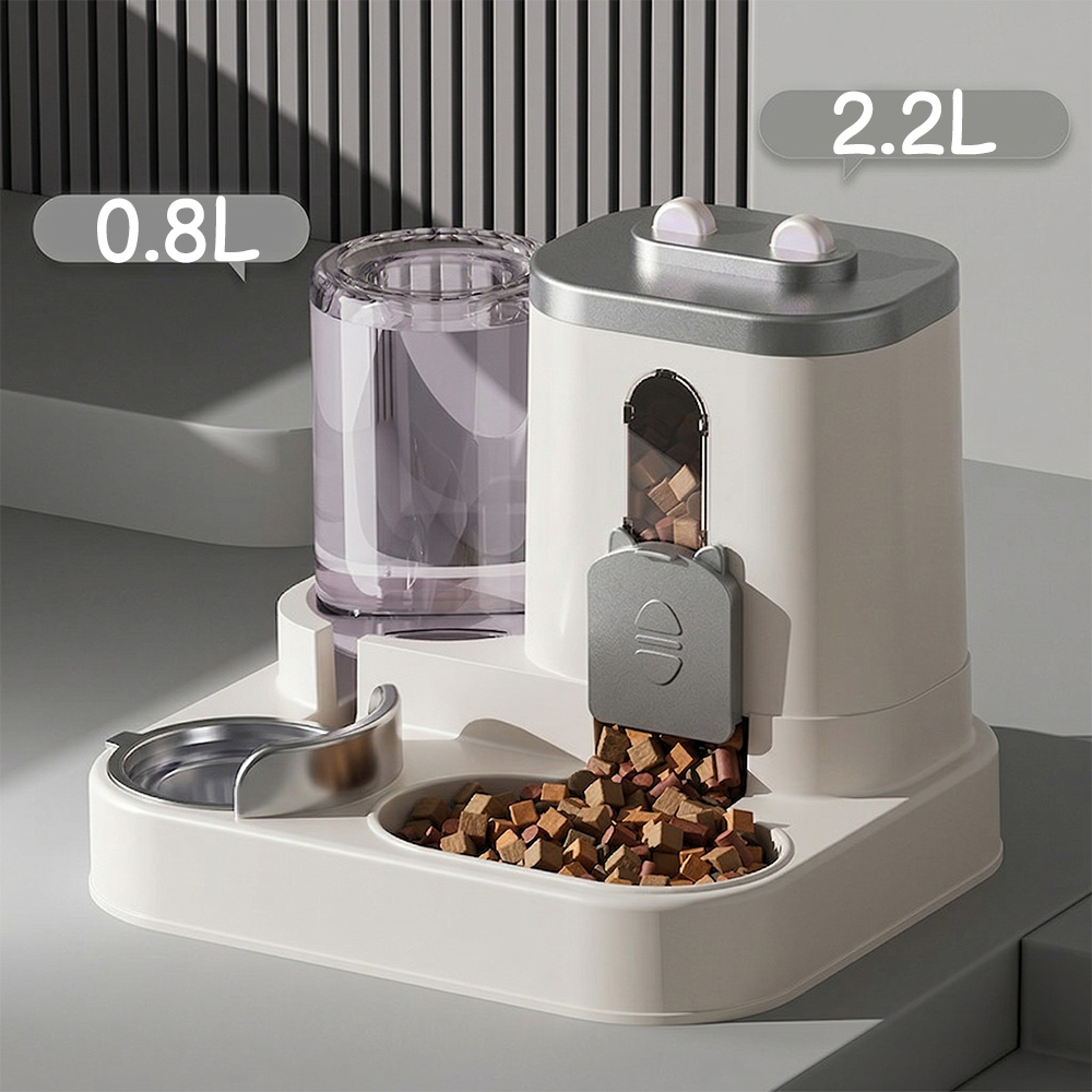 Portion Control Container - เครื่องให้อาหารอัตโนมัติ ชามอาหารสุนัขและแมว พร้อมเครื่องจ่ายน้ำ ความจุขนาดใหญ่ ภาชนะเก็บอาหารสัตว์เลี้ยง อุปกรณ์สำหรับลูกสุนัขและสัตว์เลี้ยง