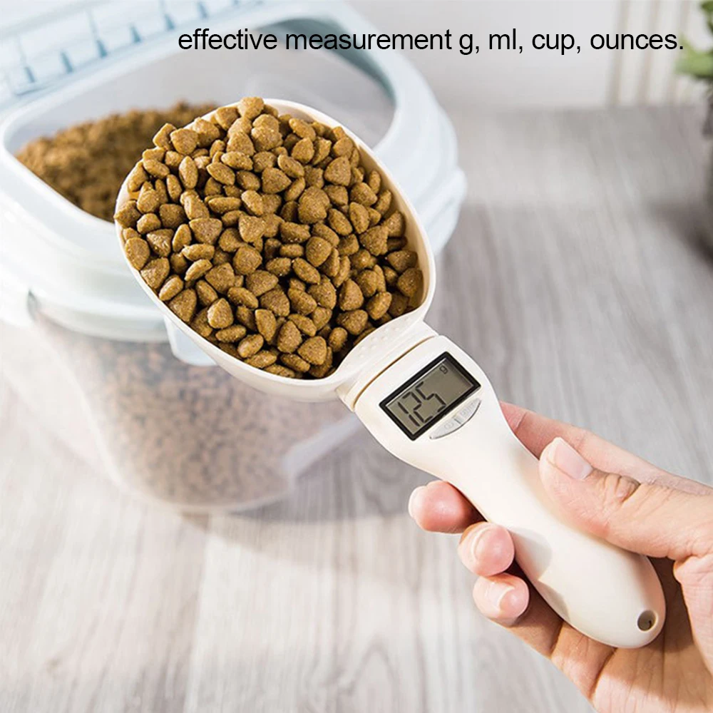 Food Storage With Scoop - อาหารสัตว์เลี้ยงตักตักอิเล็กทรอนิกส์สุนัขแมวถ้วยตวงอาหารช้อนดิจิตอลขนาดครัวขนาดอาหารพร้อมจอแสดงผล LED