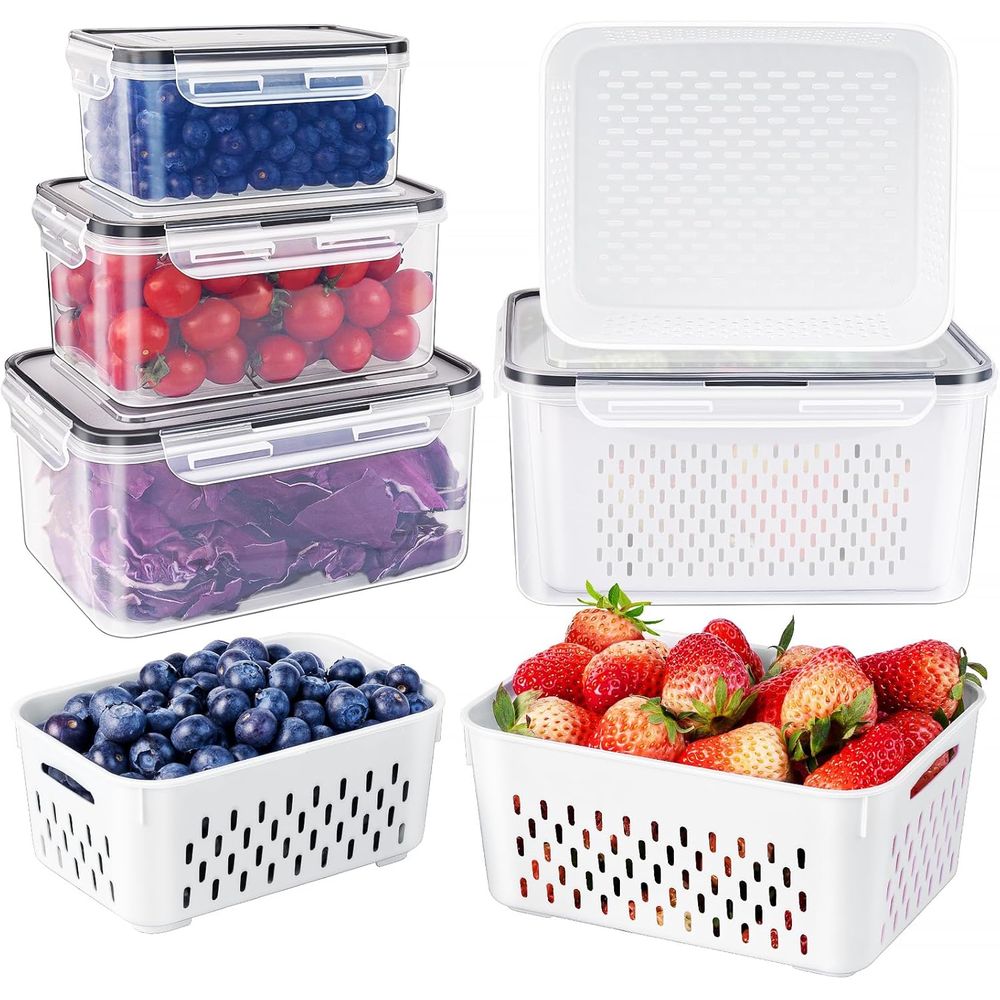 Food Storage Safe - ภาชนะเก็บอาหารแบบถอดสีได้, ภาชนะเก็บอาหารแบบสุญญากาศ, ภาชนะเก็บผลไม้และผักแบบใช้กับเครื่องล้างจานได้, ตู้เย็น, เก็บผลไม้และผัก