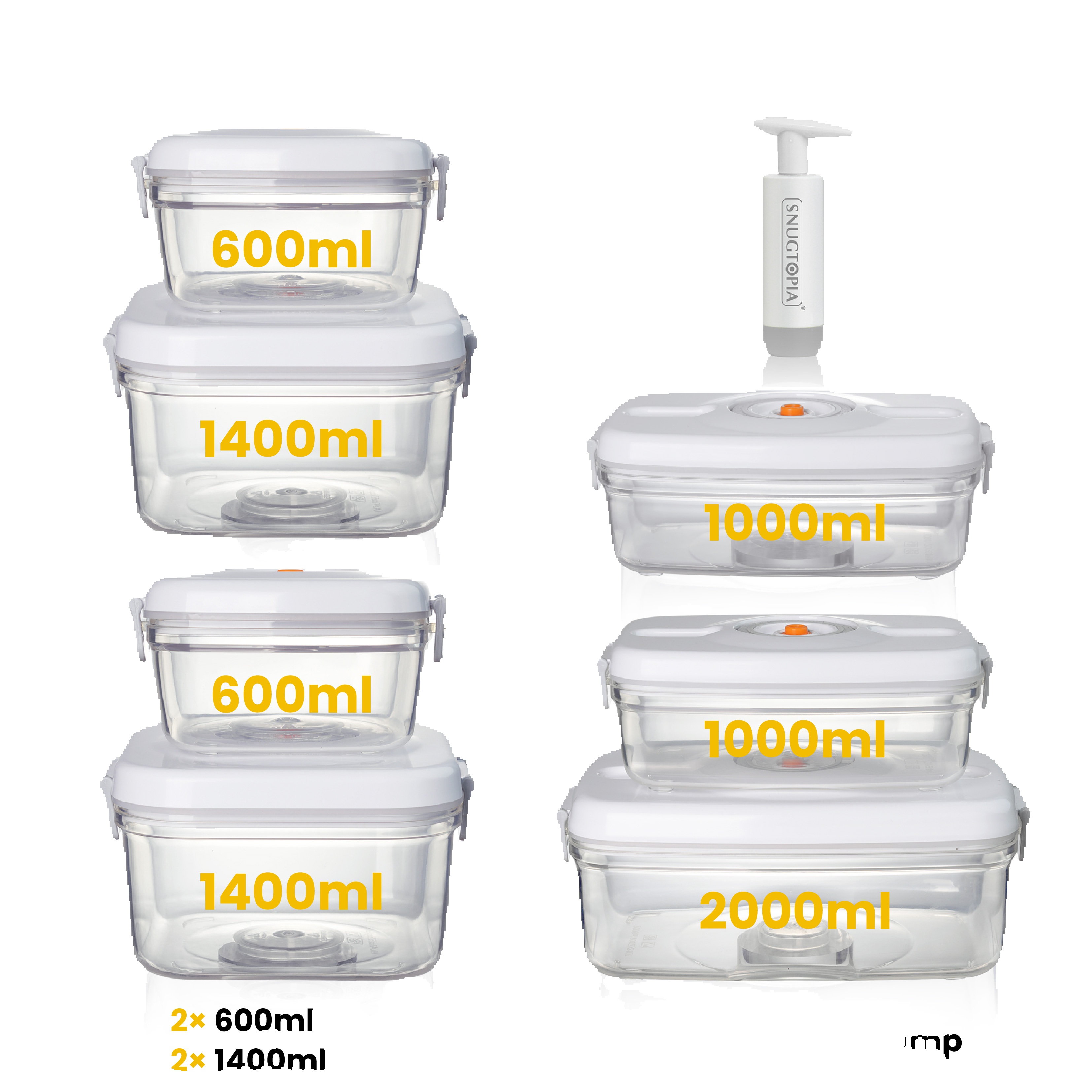Food Storage Vacuum - ชุดภาชนะเก็บอาหารสุญญากาศ 7+1 ชิ้น ป้องกันการรั่วซึม รักษาความสดใหม่ ปลอดสาร
