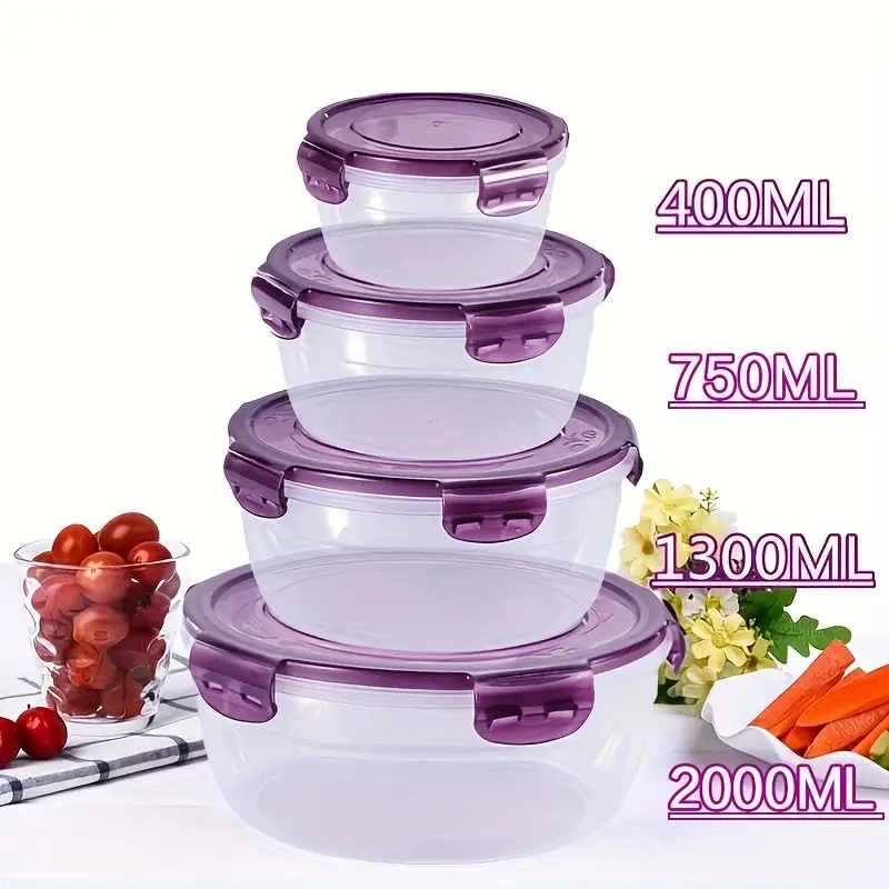 Food Storage For Camping - ภาชนะเก็บอาหารพลาสติก 4 ชิ้น กล่องอาหารกลางวัน เหมาะสำหรับโรงอาหาร แคมป์ปิ้ง
