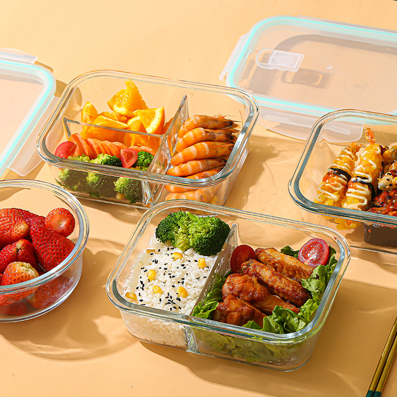 Food Storage Glass Containers - กล่องแก้วเก็บอาหารสด ทนความร้อนสูง ทำจากแก้วบอโรซิลิเกต ใช้กับไมโครเวฟ ตู้เย็นได้ พร้อมฝาปิดสนิท