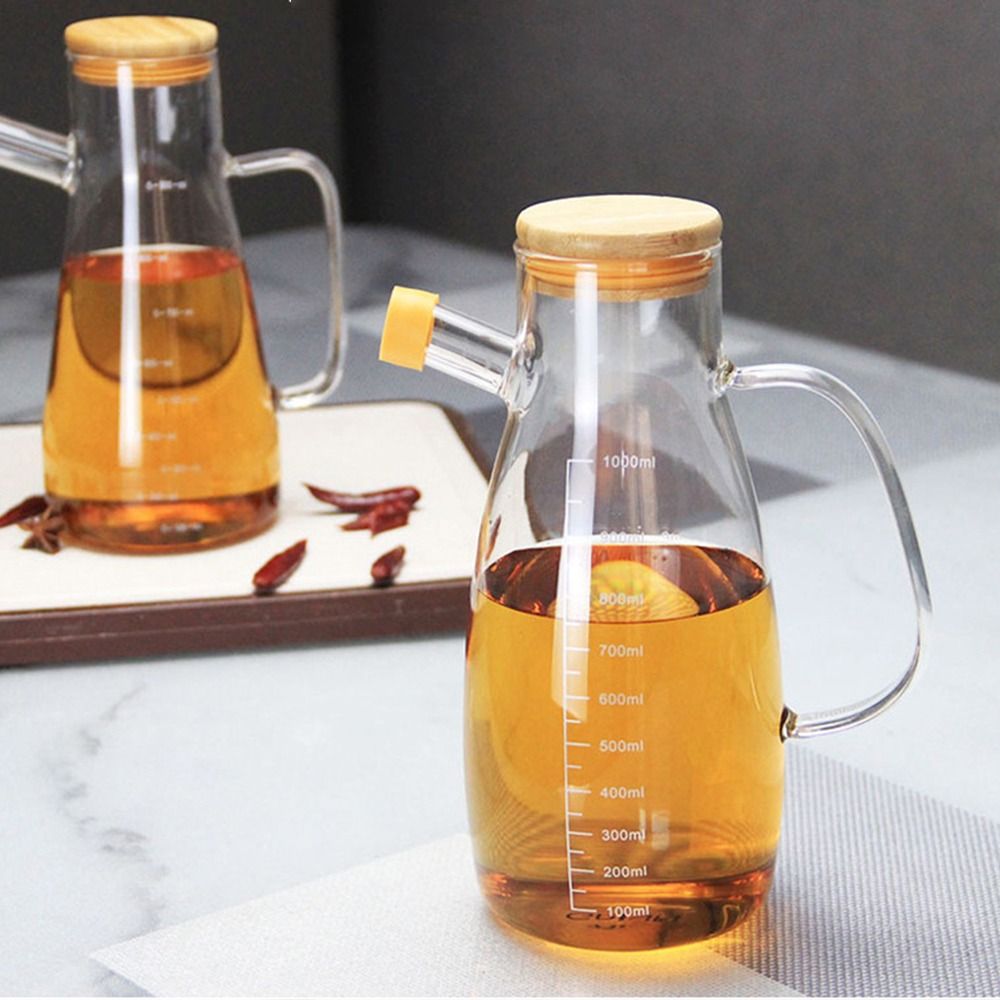 Food Storage Glass Containers Large - ขวดใส่น้ำมันเกรดอาหารแบบใหม่ ความจุขนาดใหญ่ 900/1000 มล. กระติกน้ำมันแก้ว ป้องกันการรั่วซึม