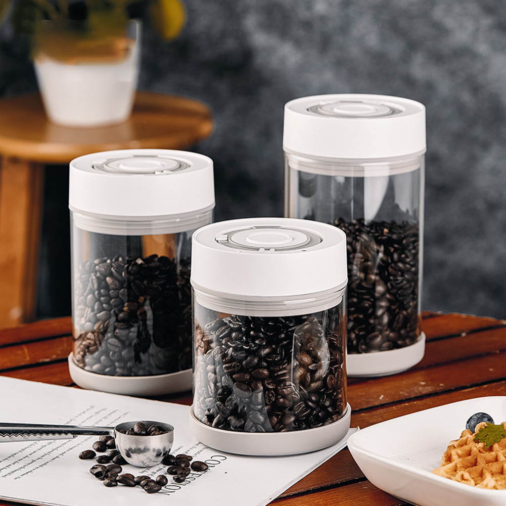 Food Storage Glass Containers - โถแก้วเก็บเมล็ดกาแฟแบบกันความชื้นในครัว โถสูญญากาศอัตโนมัติอัจฉริยะ โถปิดผนึกอาหาร ผลไม้ ธัญพืช ชา