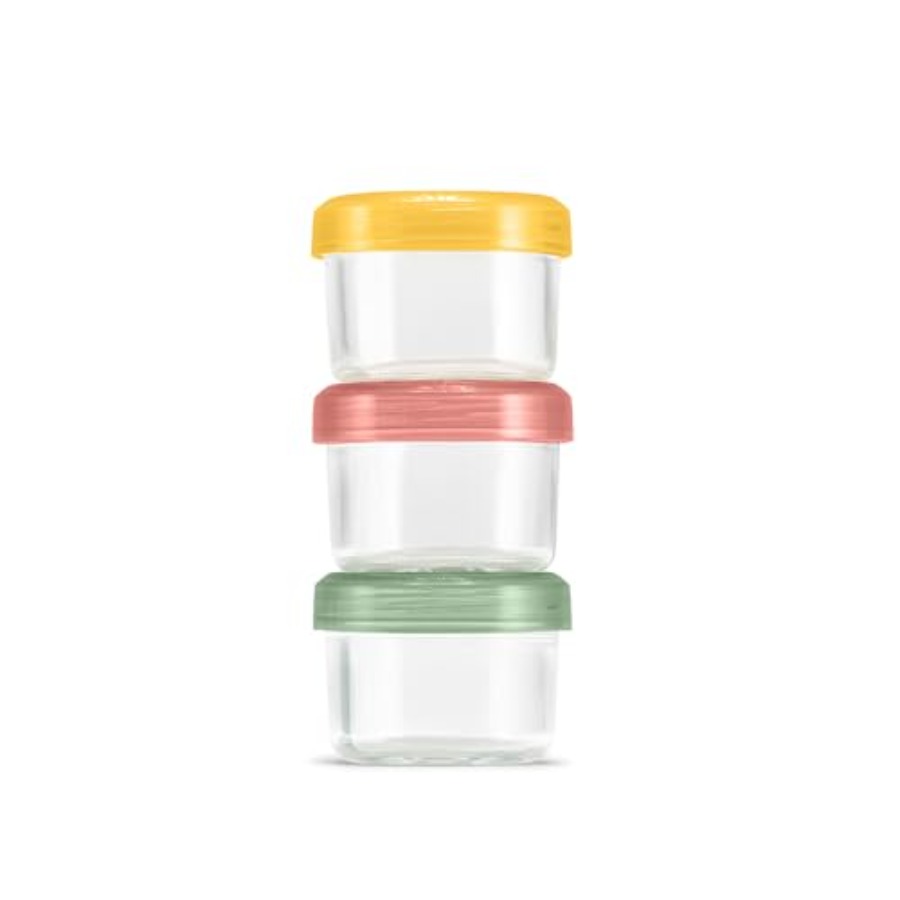Food Storage Glass Containers - ชุดเตรียมอาหารแก้ว Color Lock ป้องกันการรั่วซึม พร้อมฝาพลาสติก BPA-Free