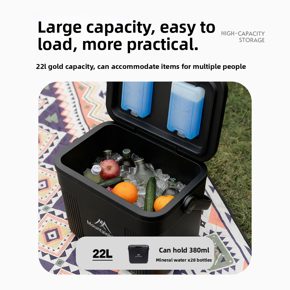 Food Storage For Camping - มounthiker 22L แบล็คไนท์ตู้เย็นแบบพกพาสำหรับตกปลาแคมป์ปิ้งกลางแจ้ง - กล่องเก็บอาหารในครัวเรือนสำหรับรถยนต์