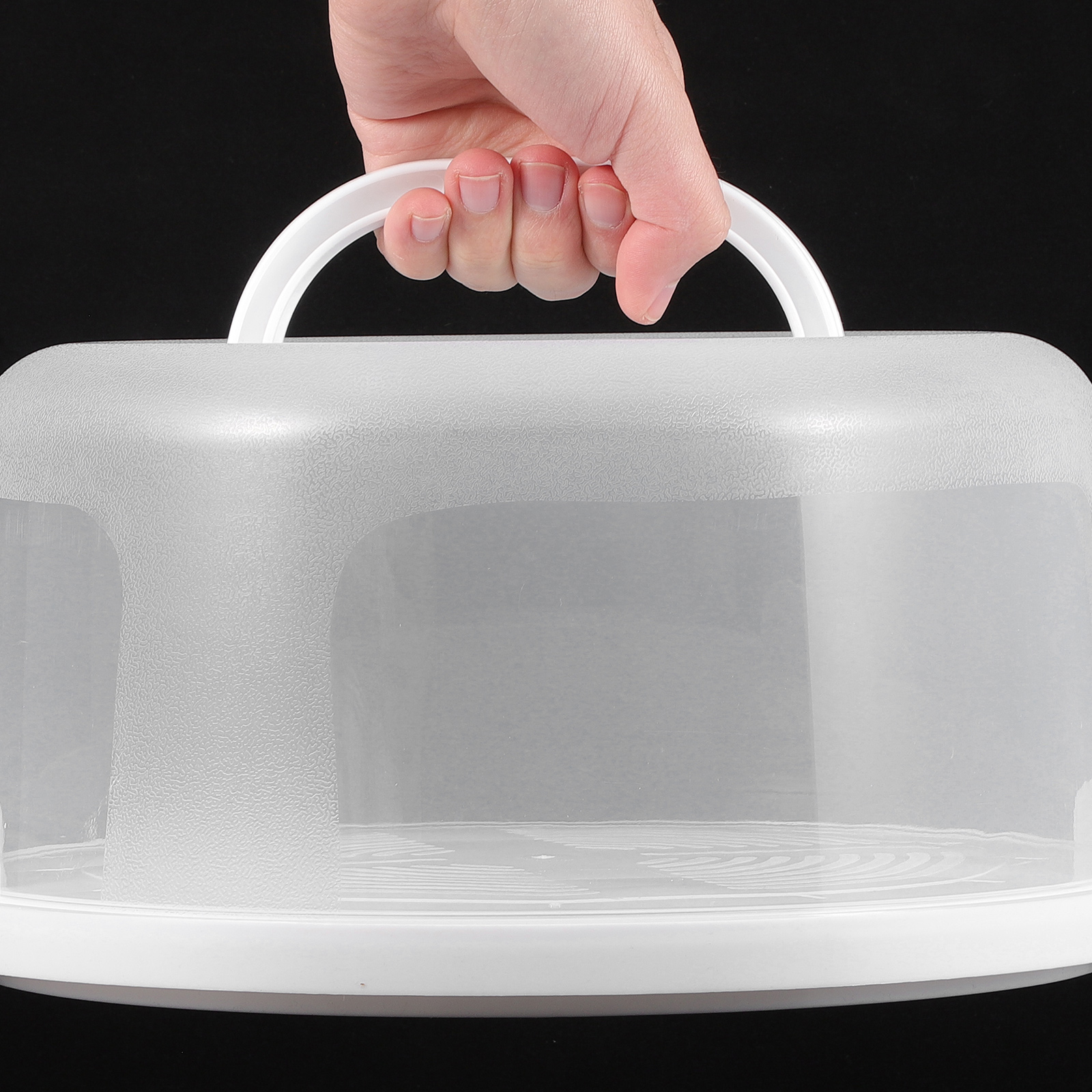 Portion Control Container - กล่องใส่เค้กพลาสติกสีขาวขนาด 10 นิ้ว 2 ชิ้น พร้อมฝาโดมใส