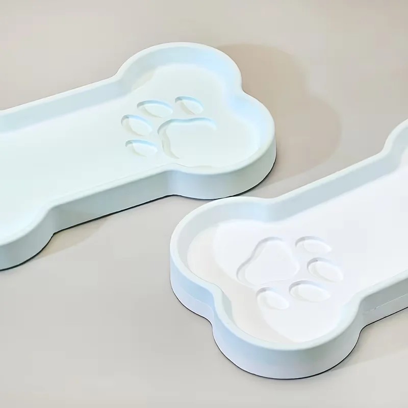 Food Storage Silicone - แม่พิมพ์ซิลิโคนรูปอุ้งเท้าแมวและกระดูกคุณภาพสูง ถาดเก็บของ ถาดโชว์เครื่องประดับ ของตกแต่งบ้าน ถาดอาหารสัตว์เลี้ยงแมวและสุนัข ทำจากยิปซัม