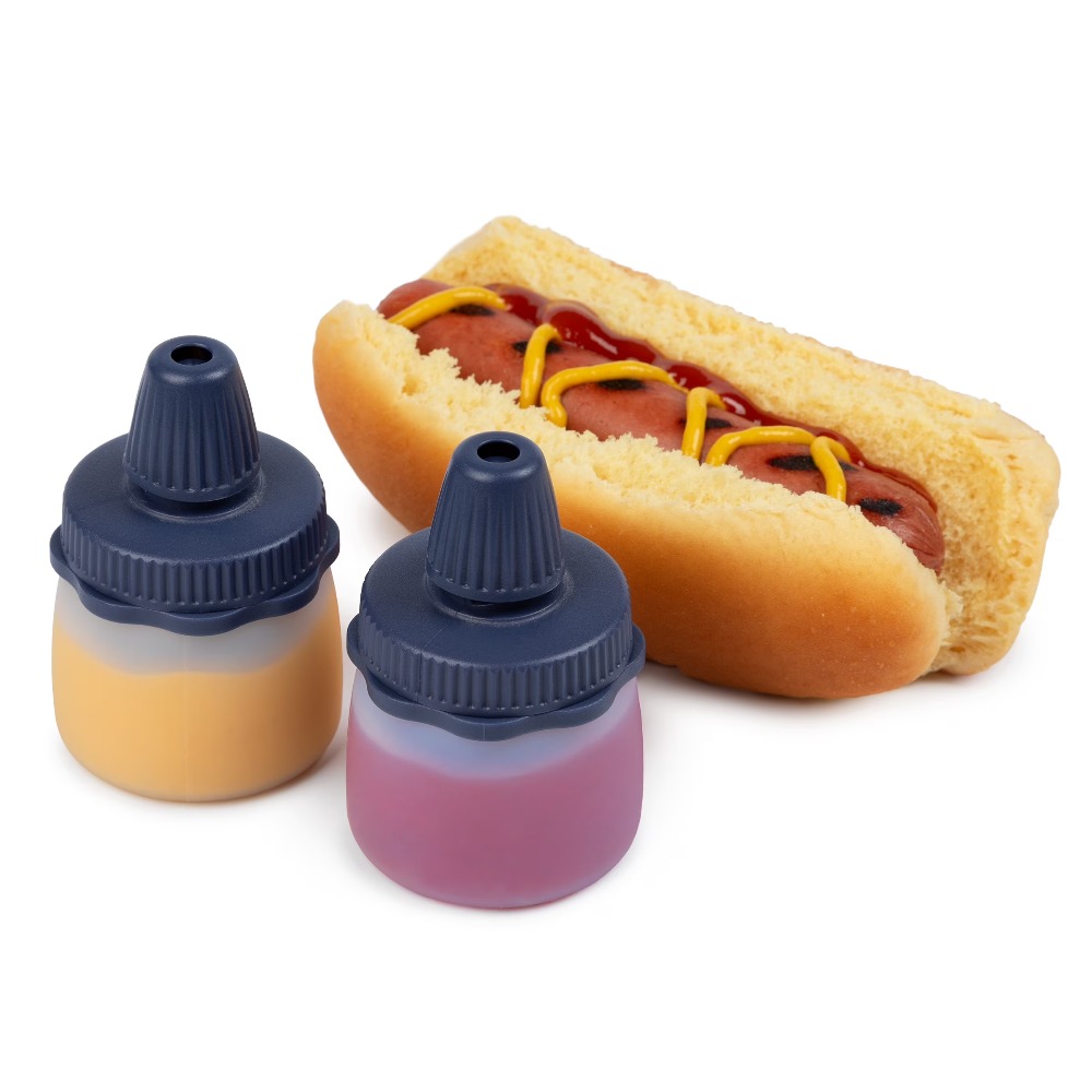 Food Storage Silicone - ขวดบีบซิลิโคนสีฟ้า ภาชนะเก็บอาหารแบบใช้ซ้ำได้ สำหรับเด็ก อาหารกลางวัน โรงเรียน การเดินทาง