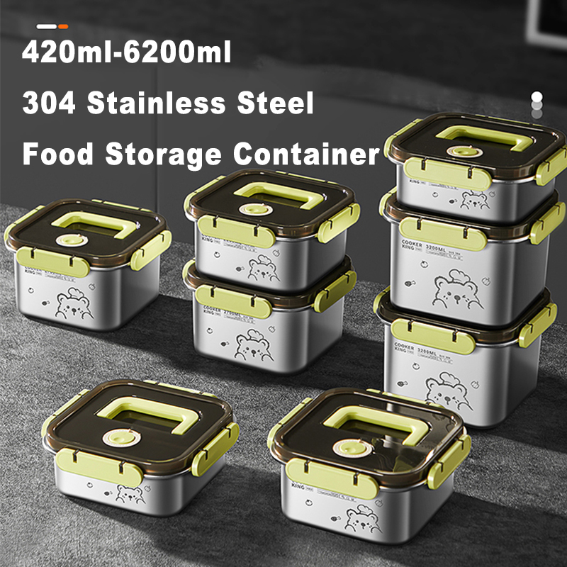 Food Storage Safe - COOKER KING 420ml-6200ml ภาชนะเก็บอาหารสแตนเลสความจุขนาดใหญ่, ตู้เย็น/เตาอบปลอดภัย, กล่องอาหารกลางวันสําหรับการเดินทาง,