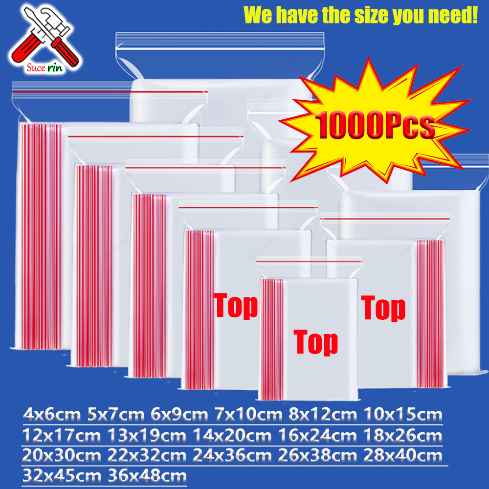 Food Storage Locker - 100-1000 ชิ้นถุงใสแบบปิดได้ขนาดเล็กถุงพลาสติกซิปล็อคถุงเก็บสูญญากาศถุงใสซิปล็อคถุงเก็บอาหารถุงซิป