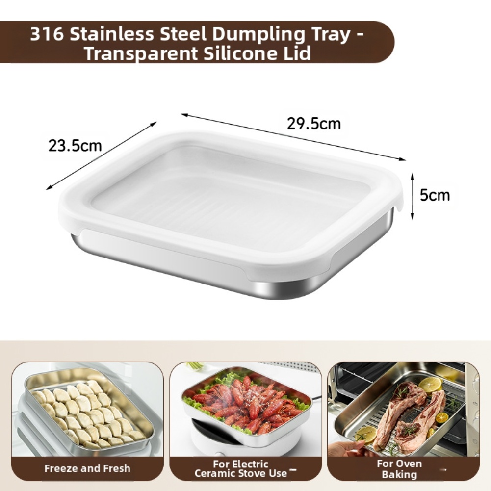 Food Storage Silicone - กล่องเก็บอาหารสแตนเลสพร้อมฝาซิลิโคน 316 กล่องเก็บความสดทรงสี่เหลี่ยม กล่องใส่ผัก กล่องใส่เกี๊ยว