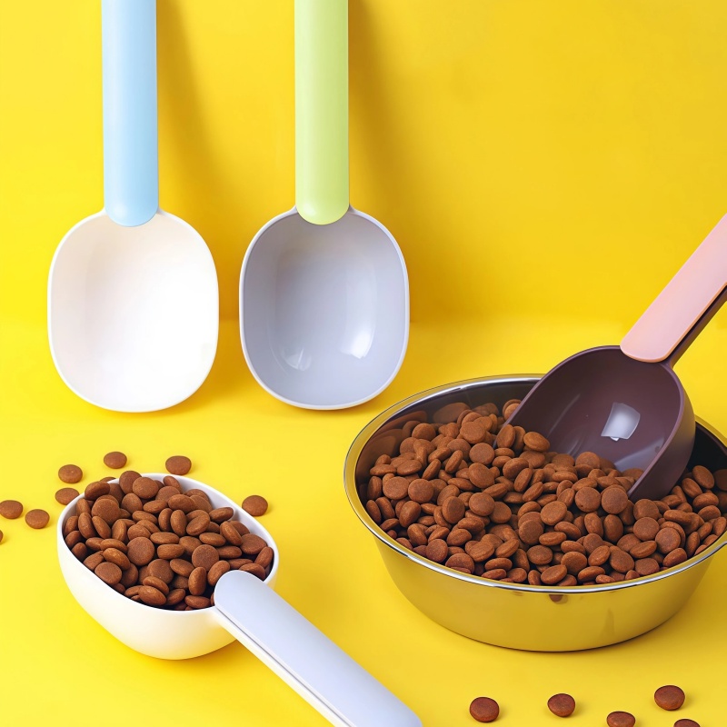 Food Storage With Scoop - ช้อนตักอาหารสุนัขอเนกประสงค์ พร้อมคลิปปิดผนึก ช้อนตวงอาหารแมวพลาสติกเกรดพรีเมียม