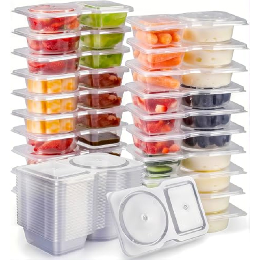 Portion Control Container - ภาชนะใส่ขนมแบบใช้ซ้ำได้พร้อมฝาปิด: ชุดภาชนะใส่ขนม 20 ชิ้น - กล่องใส่ขนม