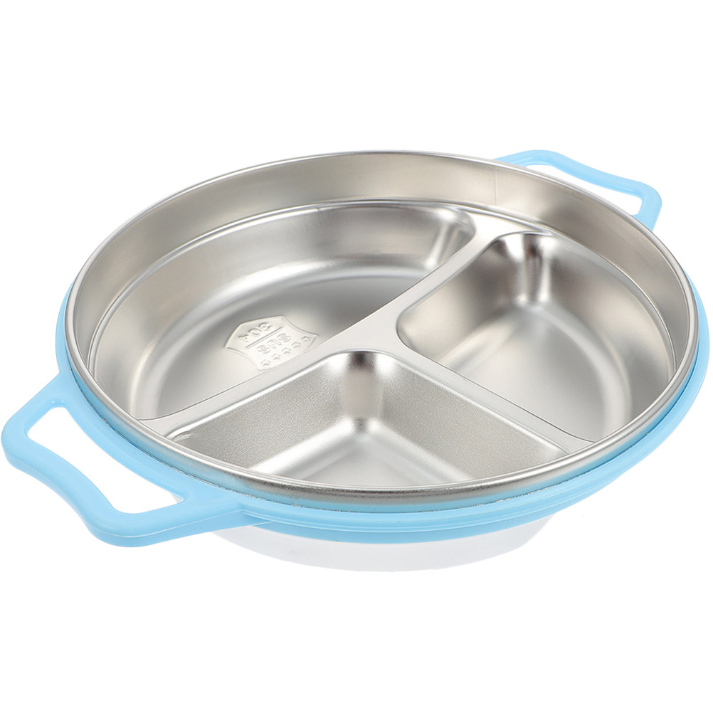Food Storage Safe - จานแบ่งช่องสแตนเลสสำหรับเด็ก สำหรับเด็กวัยหัดเดิน ใช้กับไมโครเวฟได้ ปลอดภัยสำหรับเครื่องล้างจาน