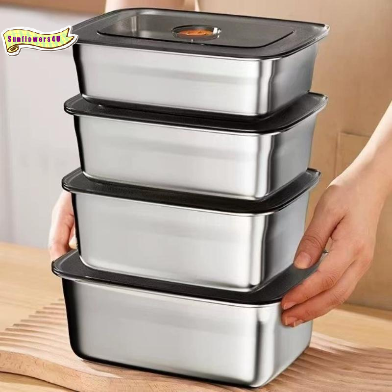 Food Storage For Camping - กล่องอาหารกลางวันสแตนเลสแบบปิดผนึก ความจุขนาดใหญ่ ปลอดภัยสำหรับอาหาร เหมาะสำหรับนักเรียน แคมป์ปิ้ง ใช้กับตู้เย็นและช่องแช่แข็งได้