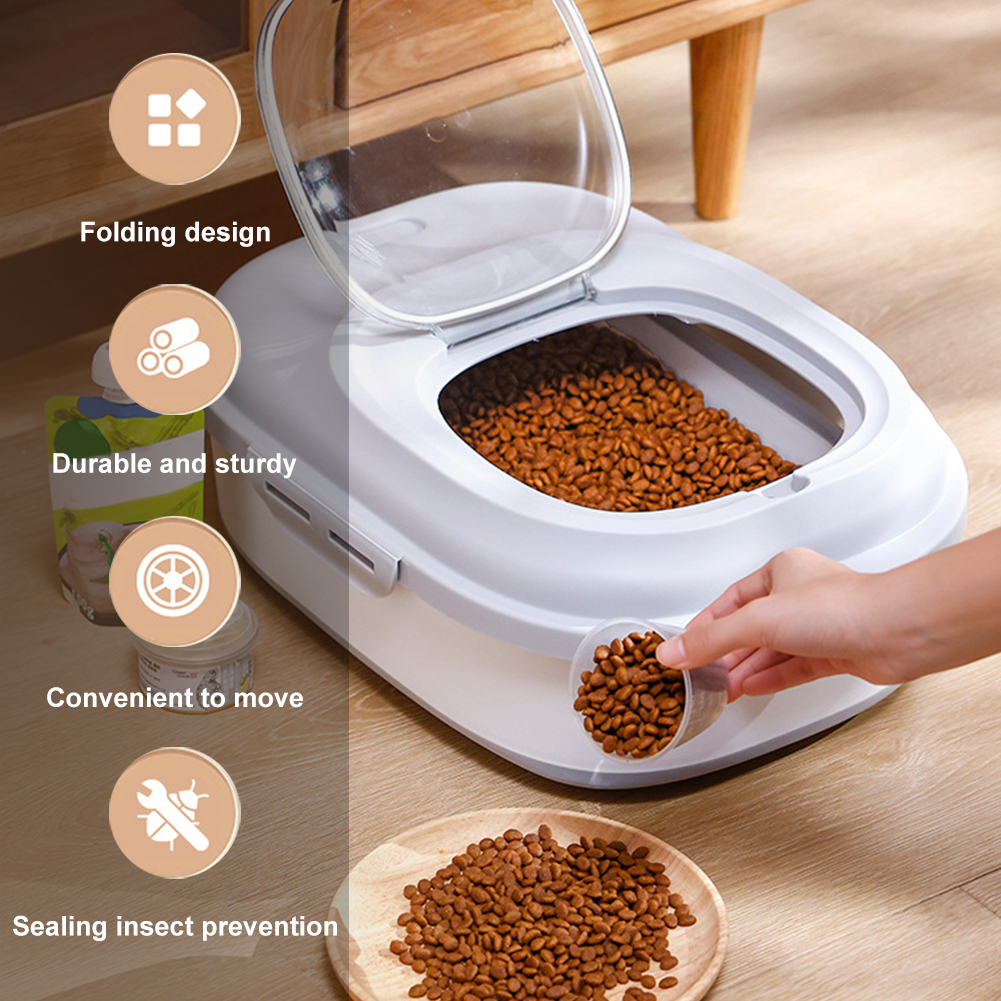 Food Storage Pet - กล่องใส่อาหารแมวแบบพับได้ 20-30 ปอนด์ ถังใส่อาหารแมวแบบพับได้ ความจุขนาดใหญ่ กล่องใส่แป้ง