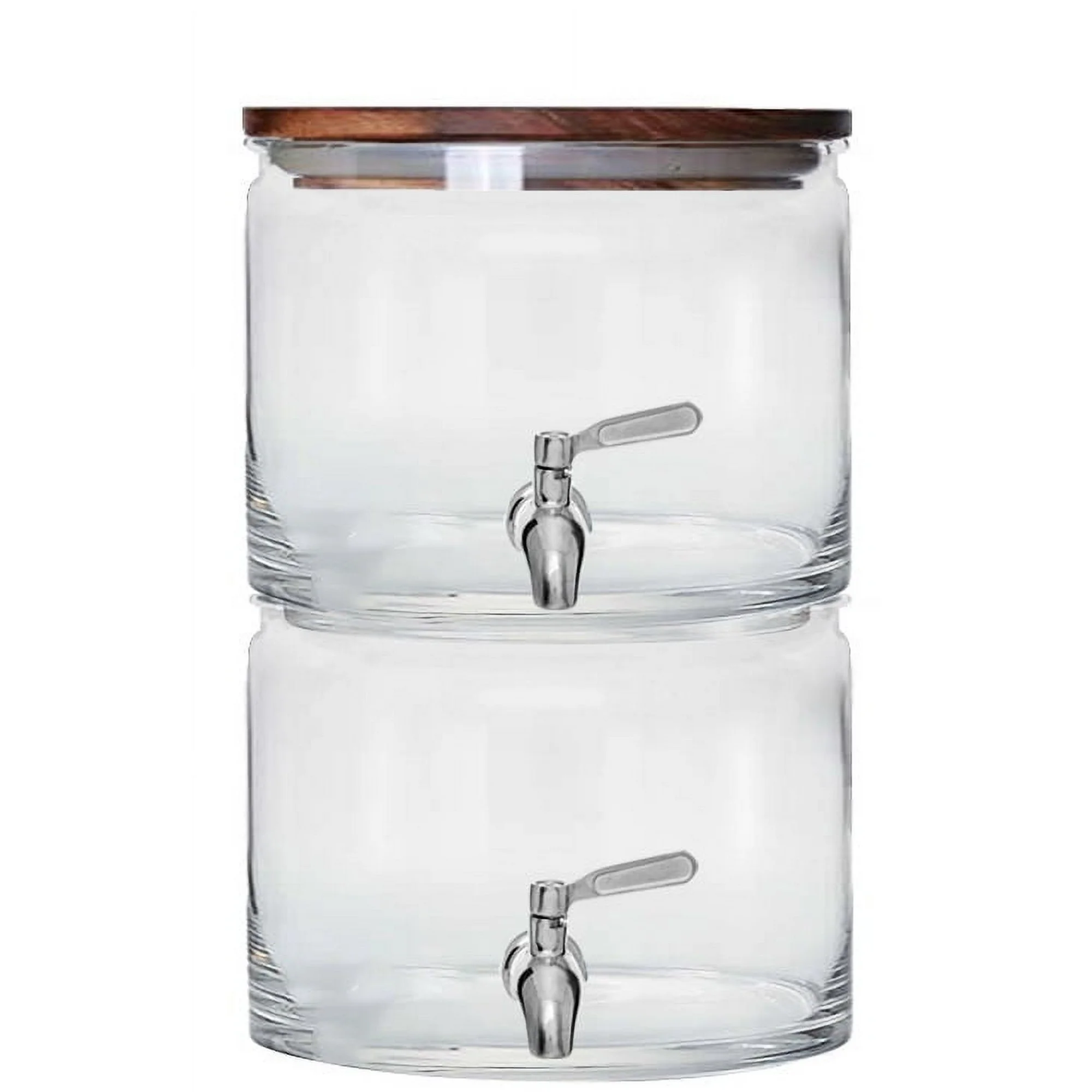 Food Storage Glass Containers Large - เครื่องจ่ายเครื่องดื่มแก้วแบบซ้อนได้ขนาด 240 ออนซ์ พร้อมฝาไม้อะคาเซีย ภาชนะใส่เครื่องดื่มความจุขนาดใหญ่สำหรับงานปาร์ตี้ งานแต่งงาน