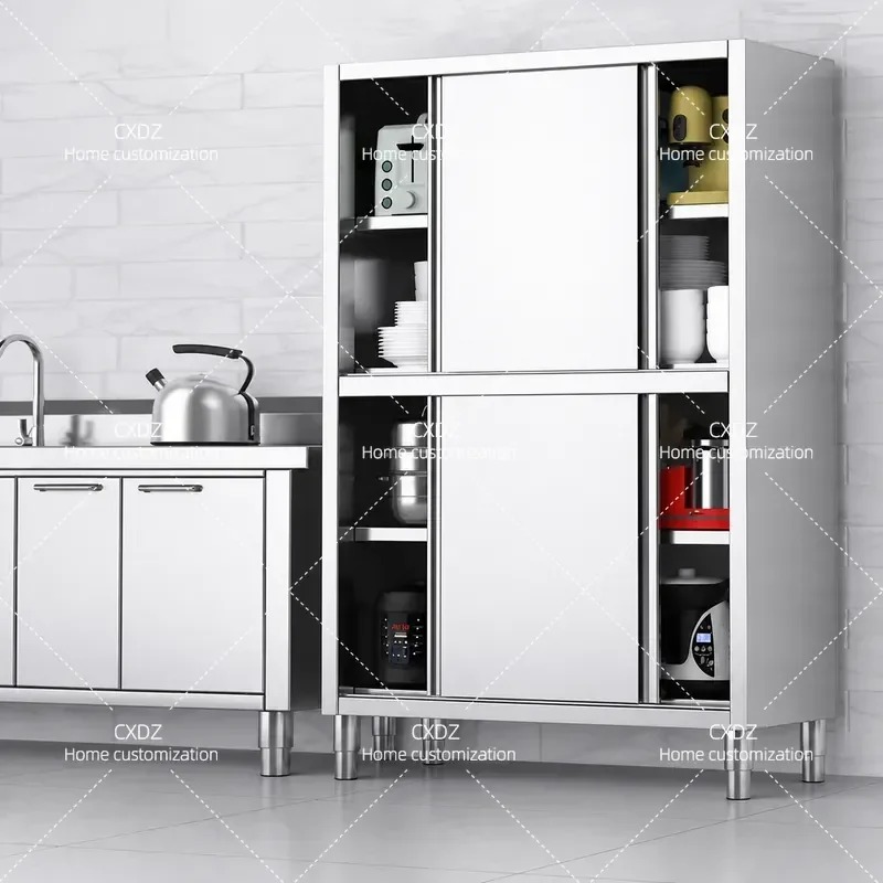Food Storage Locker - ตู้ครัวสแตนเลส 304 แบบหนา ตู้เก็บอาหารเชิงพาณิชย์ ตู้เก็บของในครัวเรือน ตู้ทำความสะอาด