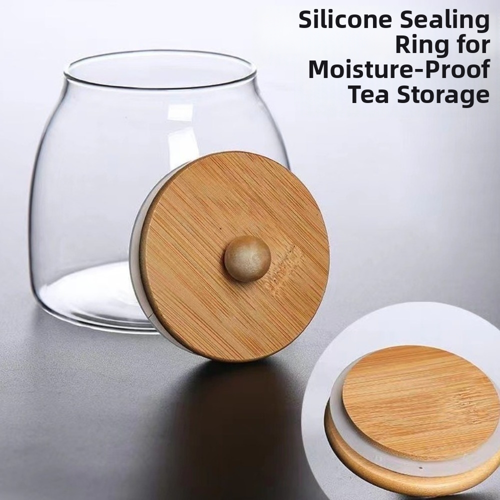 Food Storage Glass Containers Large - ภาชนะแก้วใสปิดสนิท ขนาดใหญ่ ป้องกันความชื้น พร้อมฝาไม้ สำหรับเก็บอาหาร