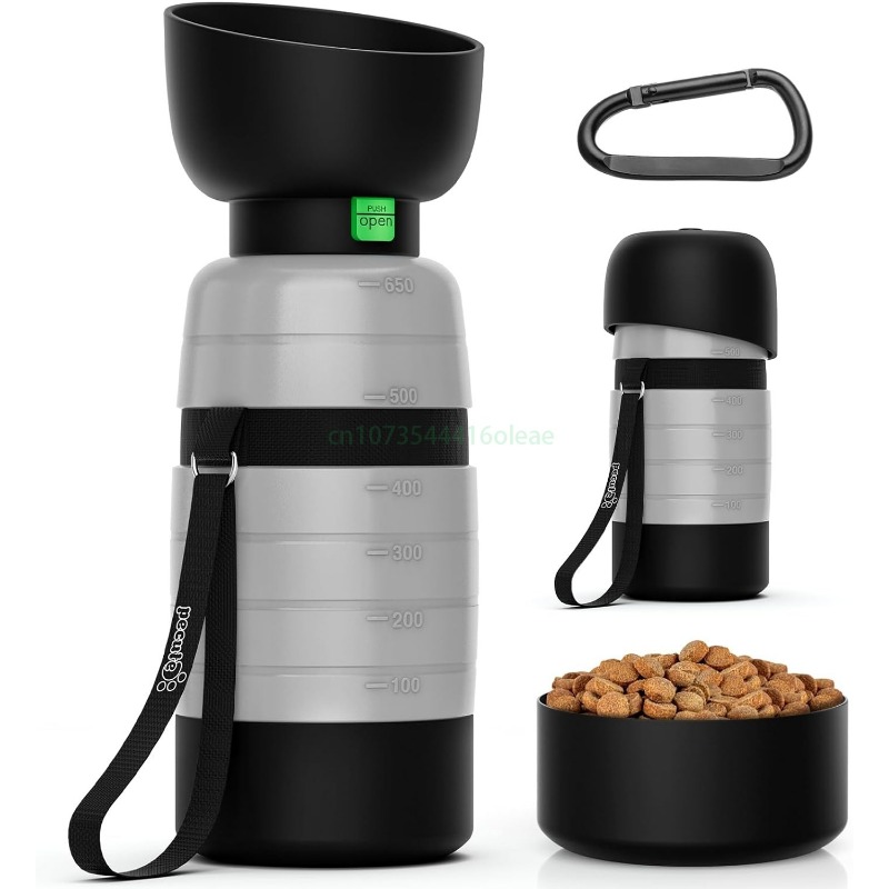 Portion Control Container - ขวดน้ำสุนัขขนาด 650 มล. พร้อมภาชนะใส่อาหารขนาด 150 มล.,