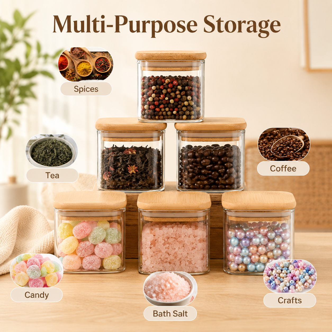 ขวดแก้วฝาไม้ไผ่ 120 มล. 4 ออนซ - Food Storage Glass Containers บทวิจารณ์และราคา