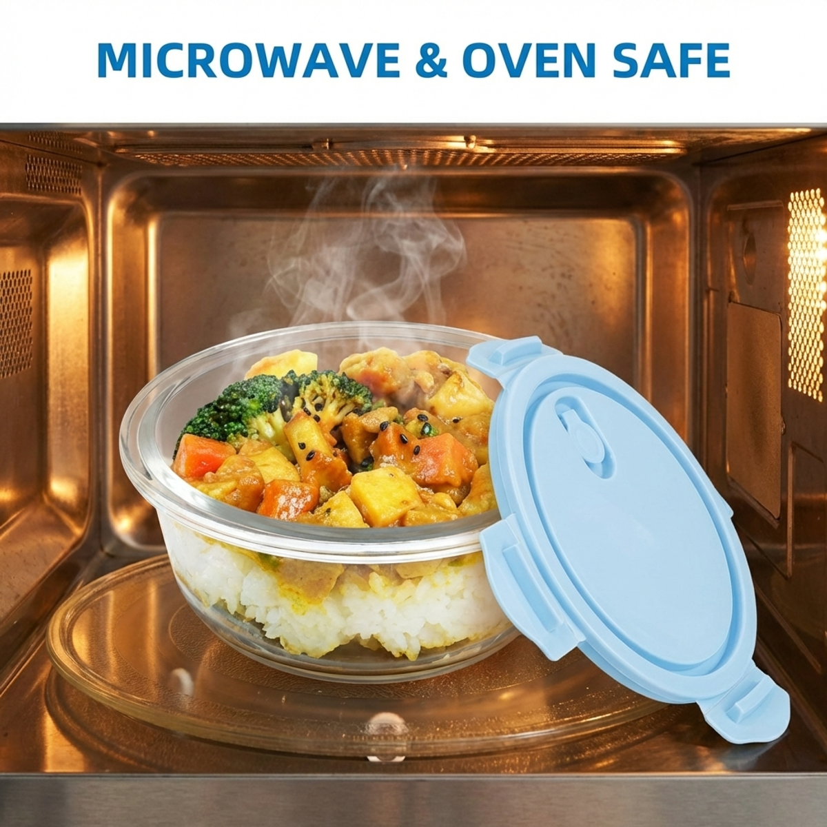 ชามแก้วทรงกลมสีน้ำเงินสำหรับเก - Food Storage Safe บทวิจารณ์และราคา