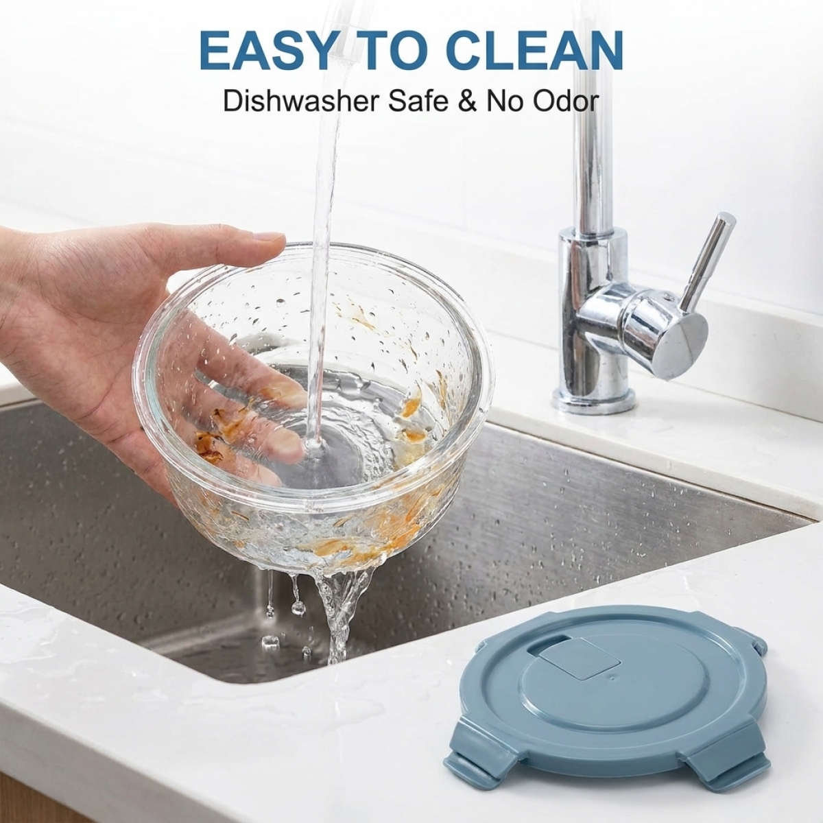 ชามแก้วทรงกลมสีน้ำเงินสำหรับเก - Food Storage Safe บทวิจารณ์และราคา