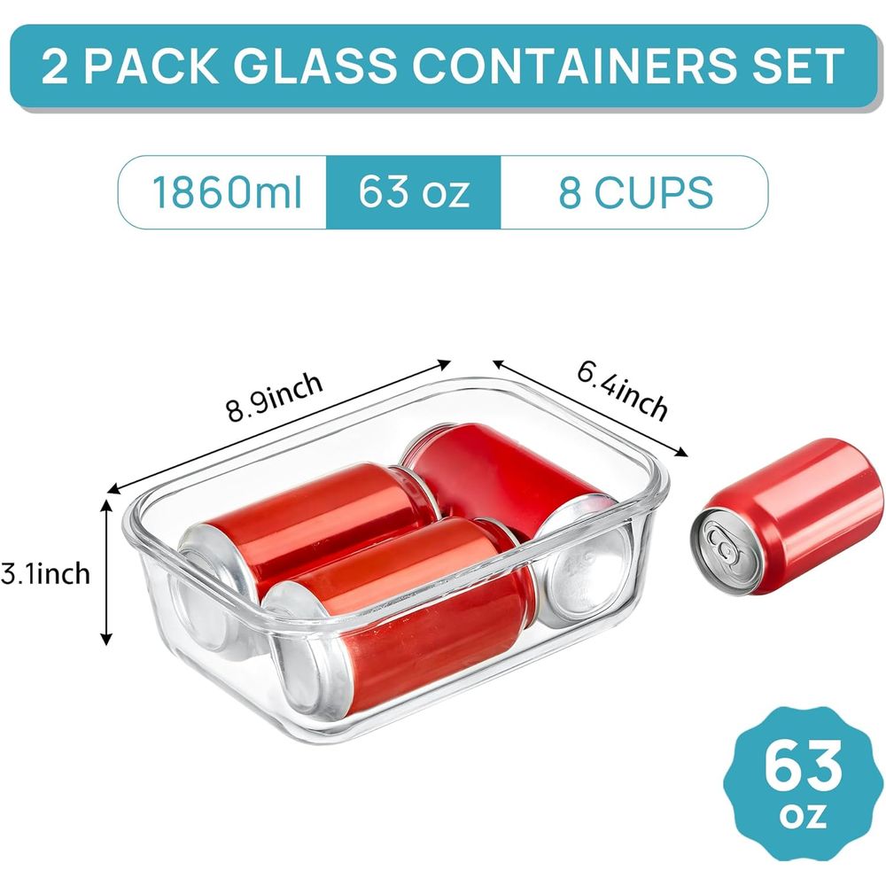 ภาชนะแก้วขนาดใหญ่ 1860 มล./63  - Food Storage Glass Containers Large บทวิจารณ์และราคา