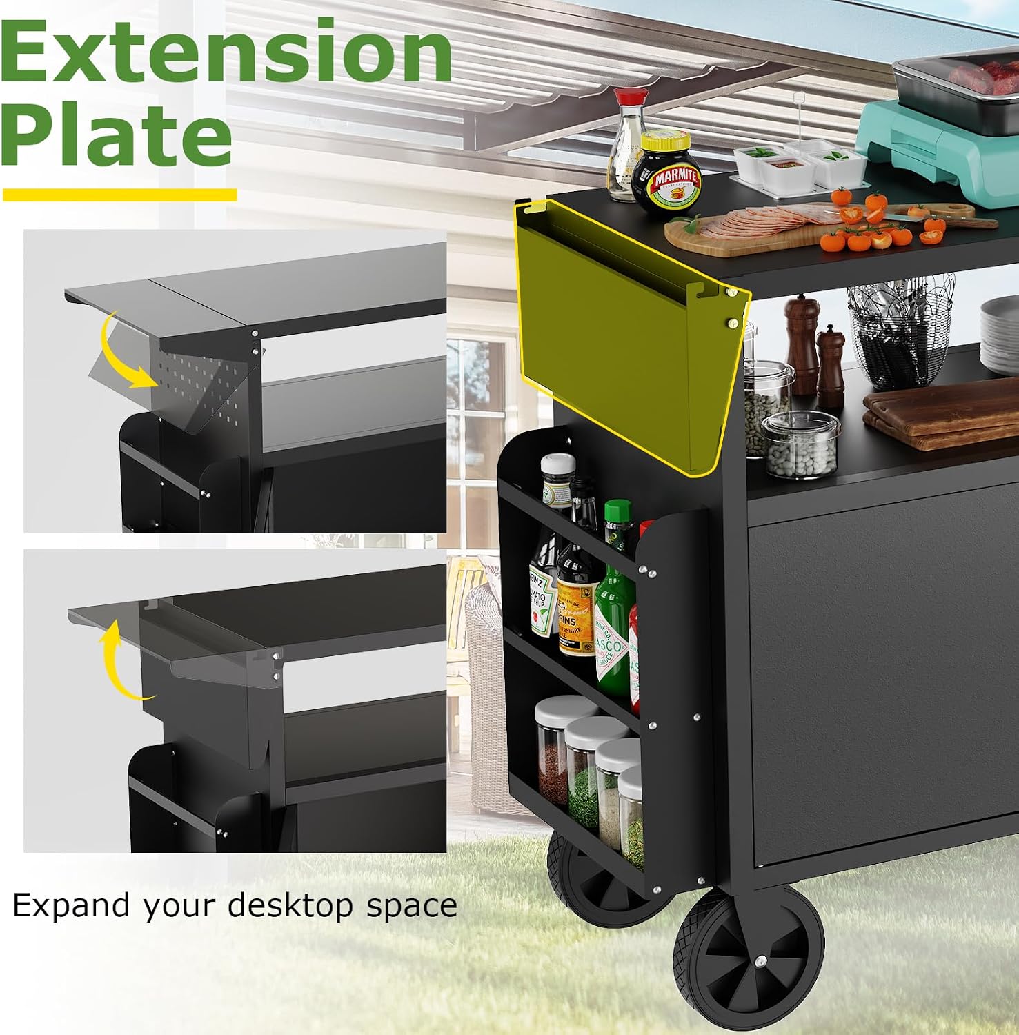 รถเข็นปิ้งย่างกลางแจ้งพร้อมโต๊ - Food Storage For Camping บทวิจารณ์และราคา