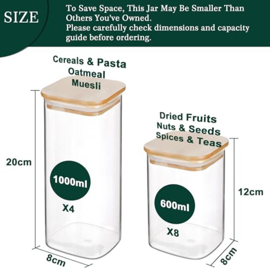 ชุดโหลแก้วทรงสี่เหลี่ยมพร้อมฝา - Food Storage In Pantry บทวิจารณ์และราคา