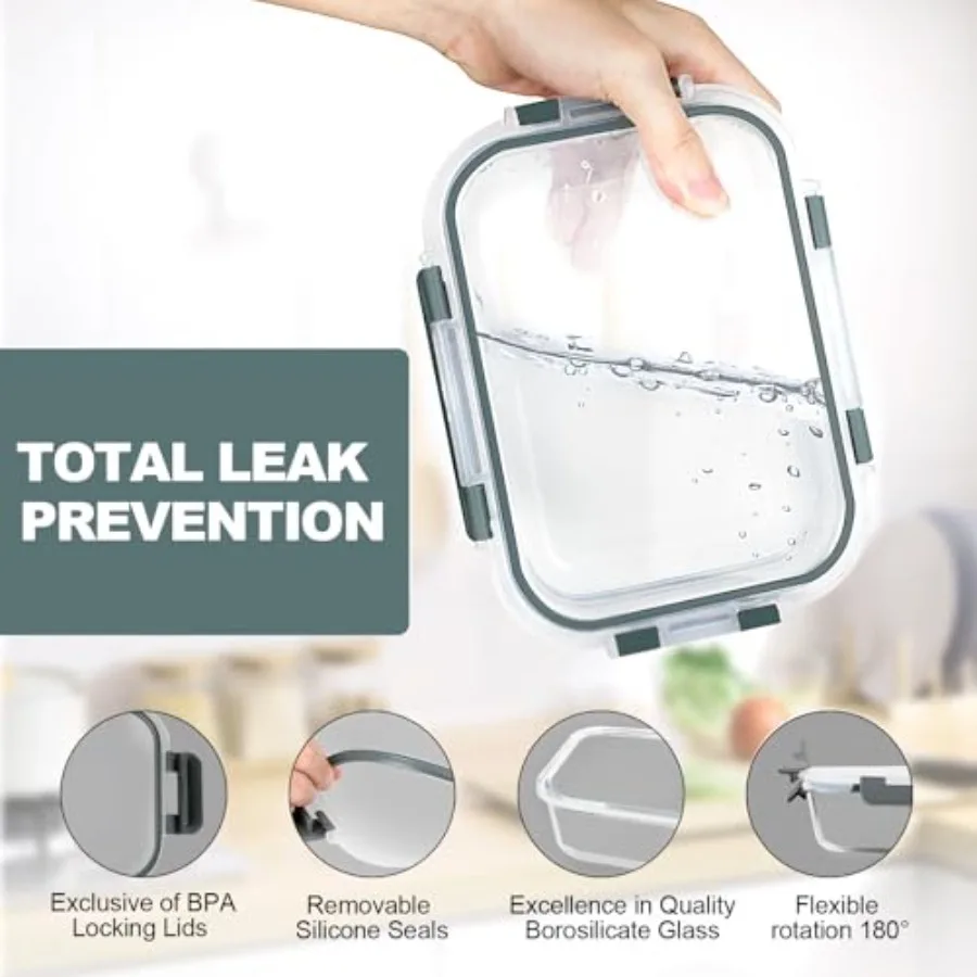 ชุดกล่องแก้วเตรียมอาหาร 10 ชิ้ - Food Storage Glass Containers บทวิจารณ์และราคา