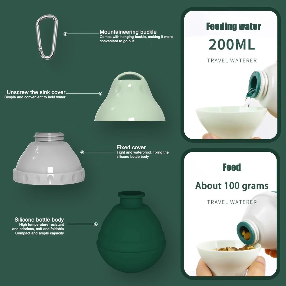 ขวดน้ำสุนัขซิลิโคนแบบพับได้ 20 - Food Storage With Scoop บทวิจารณ์และราคา
