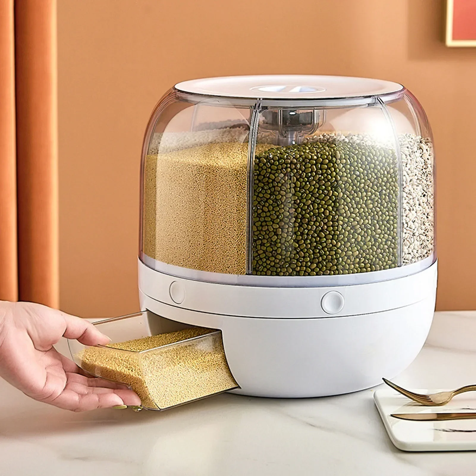6-คอมพาร์เมนท์ 360 °   ภาชนะเก - Food Storage In Pantry บทวิจารณ์และราคา