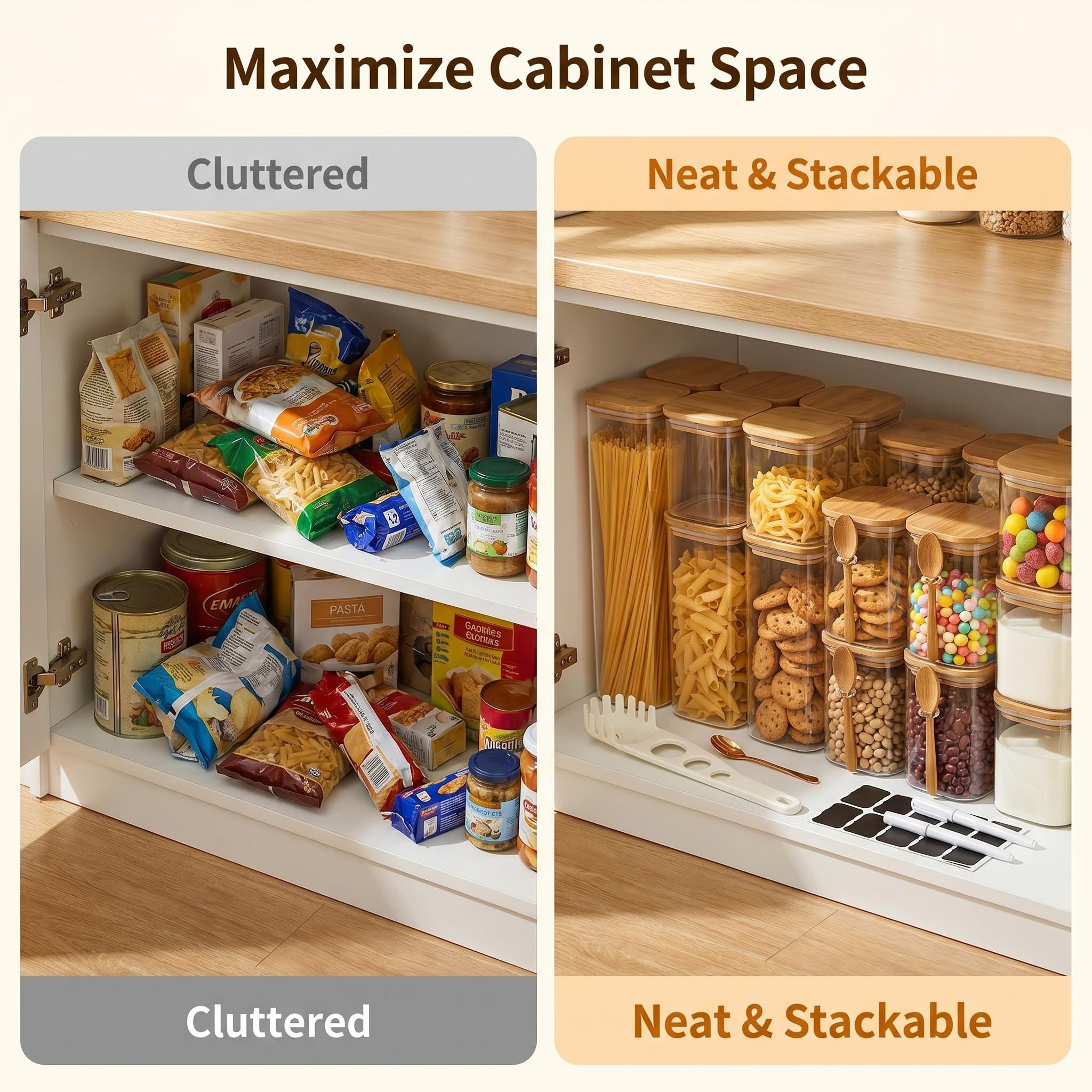 15 ชิ้น-ขวดแก้วพร้อมฝาไม้ไผ่แล - Food Storage Glass Containers Large บทวิจารณ์และราคา