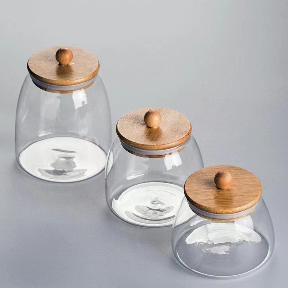ภาชนะแก้วใสสุญญากาศ ฝาไม้ขนาดใ - Food Storage Glass Containers Large บทวิจารณ์และราคา