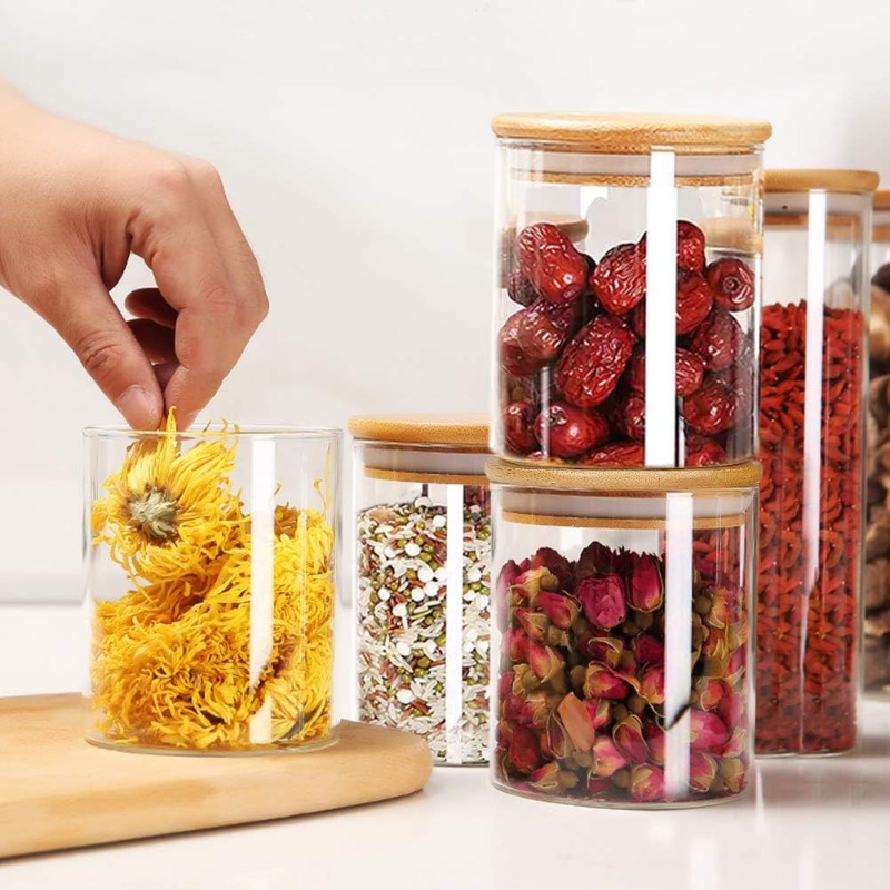 ชุดขวดแก้ว 12 ใบ พร้อมฝาปิดไม้ - Food Storage Glass Containers Large บทวิจารณ์และราคา